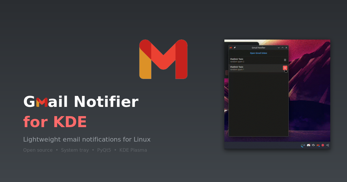 Gmail Notifier for KDE